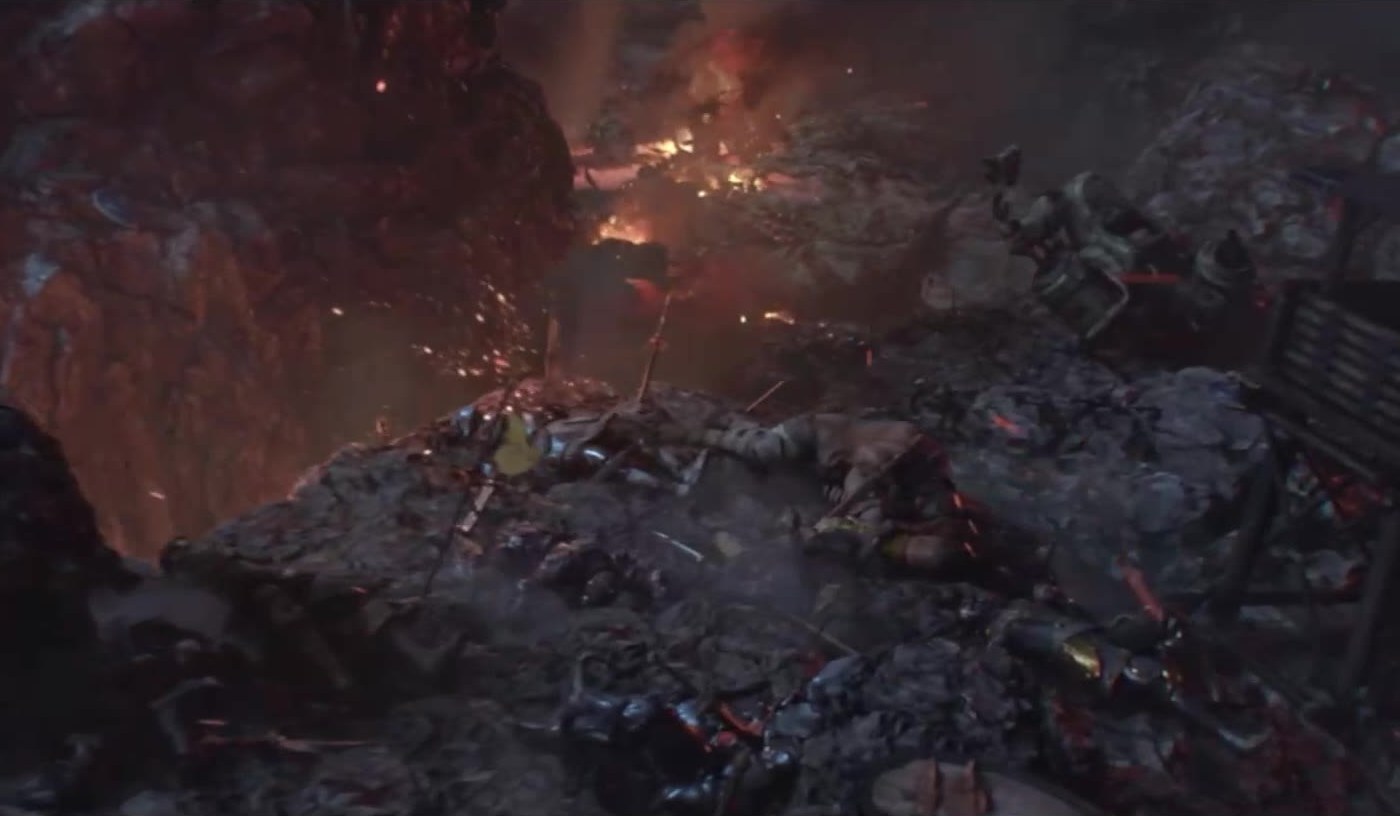 A battlefield held in fire and ash.